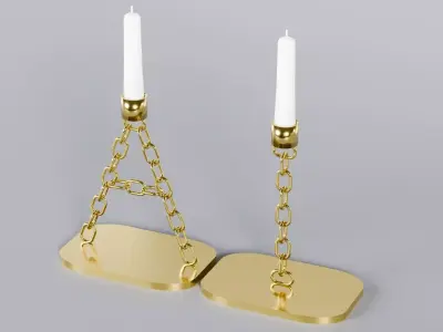 Alphabet AI Chain Gold Candleholder 3D Model True 4K PBR Render Low-poly 3D model