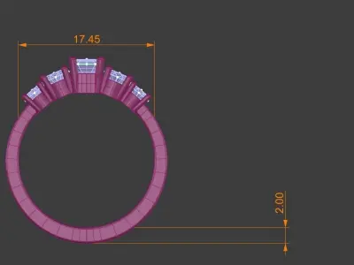 5 Stone Ladies Ring Gold Platinum Silver Womens Luxury Jewelry 3D print model