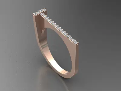 alphabet jewelry ring diamond letter T 3D print model