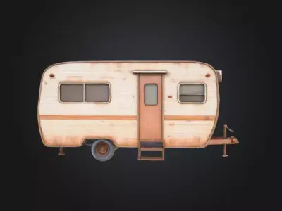 Rustic Traveler Caravan Low-poly 3D model