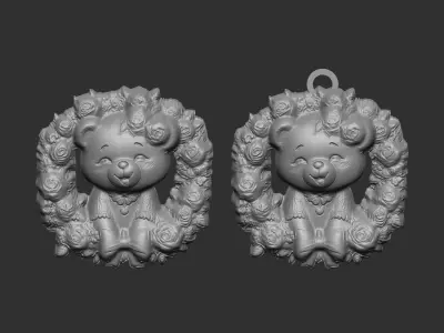 cute girl teddy flower decor  3D print model