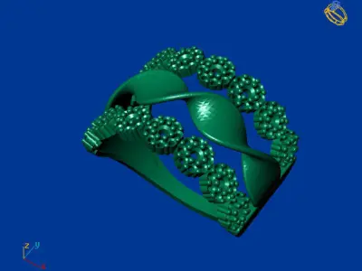 Women Stone Rings Diamond 3D print model 16