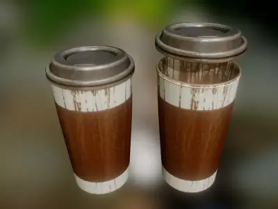 Coffee To Go Cup Junk 1 - Gameready - PBR Textures Low-poly 3D model