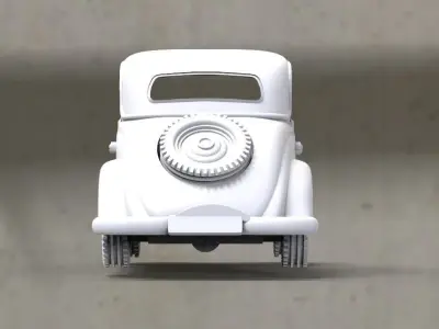 mercedes old truck in concrete parking lot 3D print model