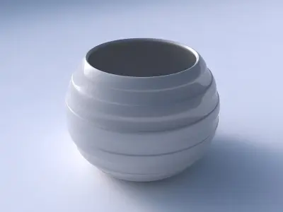 Bowl spheric with smooth horizontal ribbons 3D print model