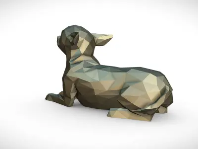 Chihuahua figure low poly 3D print model