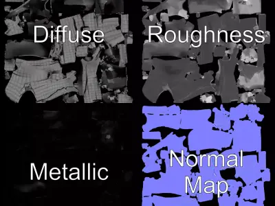 Plaid Gray Suit Jacket model pack Low-poly 3D model