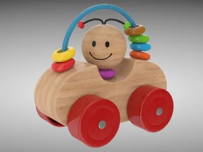Wooden Car Low-poly 3D model