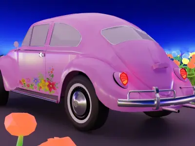 Volkswagen Beetle 1965 Low-poly 3D model