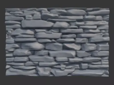 Damaged Rough Stone Wall Mesh 3D model