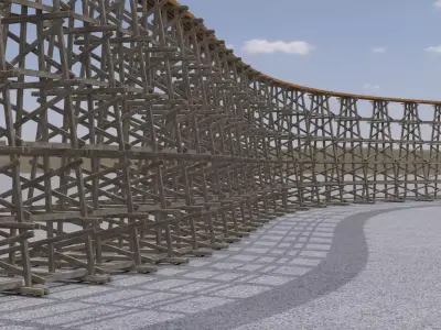 Wooden trestle bridge 3D model  Low-poly 3D model