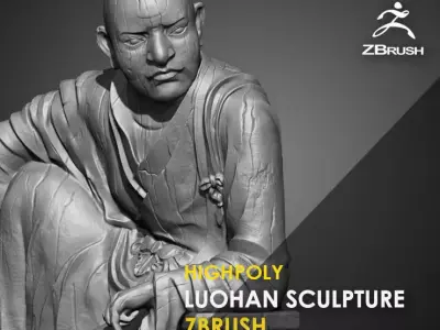 Luohan Wooden Character Sculpture Zbrush 2019 HighPoly 3D model