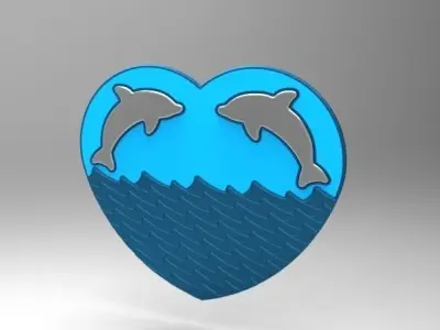 Dolphins in heart Free 3D model