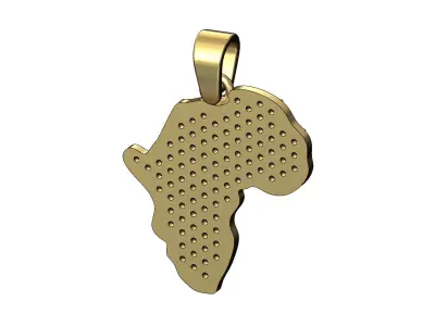 Iced diamond africa pendant charm with bail 3D print model