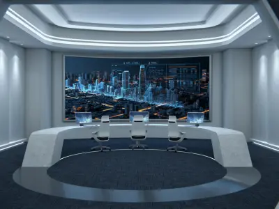 Exhibition Hall and Holographic Table 3D model