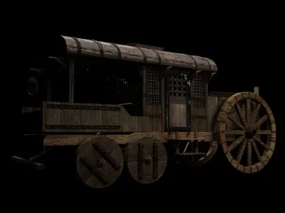Medieval Prison Vehicle Low-poly 3D model