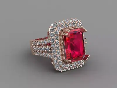 Rose Gold Women Diamond Ring 3D print model 3D print model 6