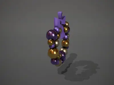 Purple and Gold Christmas Bauble Wreath Low-poly 3D model