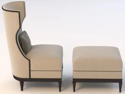 Bolier Modern Luxury Demi Wing Chair 92006 3D model