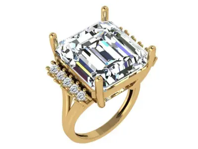 Emerald Cut Ring 4434 3D print model