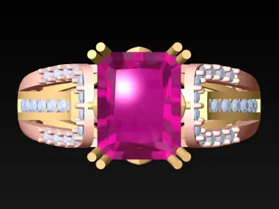 Rectangular Stone Rings - Womens Rings - N024131 3D print model