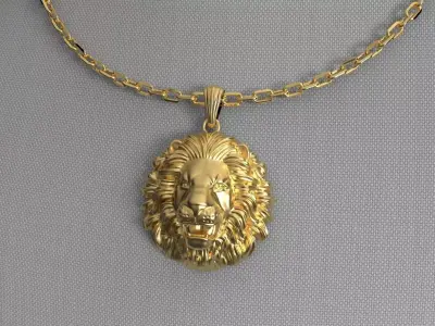 lion necklace pendant model 2 3D print model