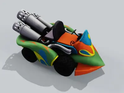 Green kart Low-poly 3D model