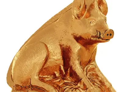 Gold Boar Figurine 3D model