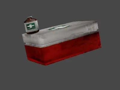 Retro Low-Poly Medical Bottle and First Aid Box PS1 Horror Style Low-poly 3D model