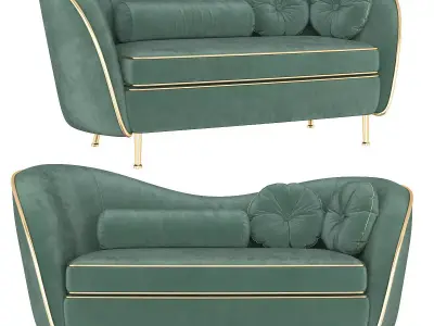 Kooper 2 Seater Sofa Deep 3d model Low-poly 3D model