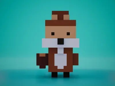 Voxel - Squirrel Low-poly 3D model