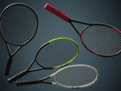 Tennis Racquet 1B Low-poly 3D model