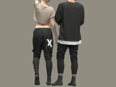 Male and Female Outfits 3D model