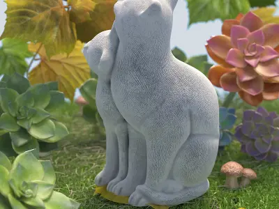 Happy couple cats Low-poly 3D model