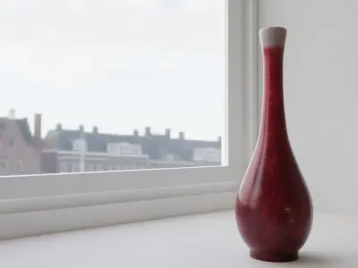 Decorative red marble vase Low-poly 3D model