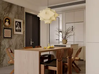 Modern living room dining room interior scenes 240 3D model