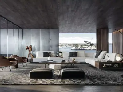 Italian-Style Minimalist Living Room 3D model