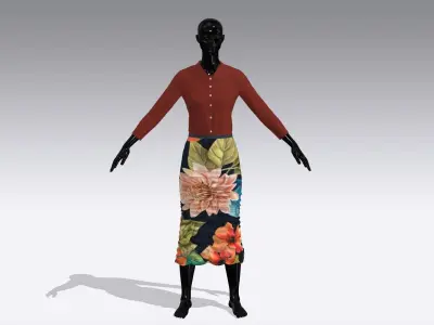 Woman Cloth Dress Low-poly 3D model