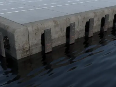 Port concrete blocks Low-poly 3D model