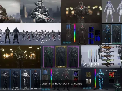 Cuber Ninja Robot Sci fi 3D Model Collection