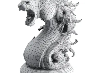 Horse statue Low-poly 3D model 7