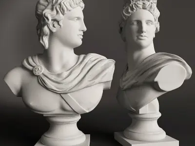 Apollo bust of ancient greek god 3D model