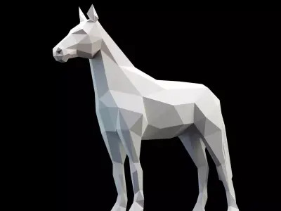 Horses polygonal horse Low-poly 3D model