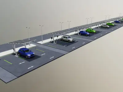 Low Poly Solar Carport Type-4 Pack Low-poly 3D model