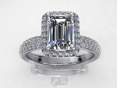 Emerald Wedding Ring SE32 3D print model