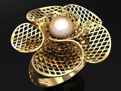  Mesh flower ring - Italian rings - Womens Rings - N6522 3D print model