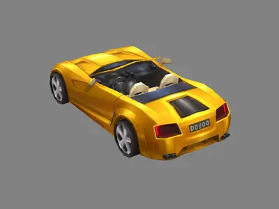 Cartoon golden sports car Low-poly 3D model