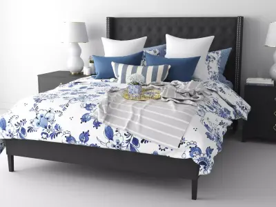 Bedroom A - Modern Comfort Blue Low-poly 3D model