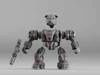 001586 Bulldog Mech Warrior 3D print model