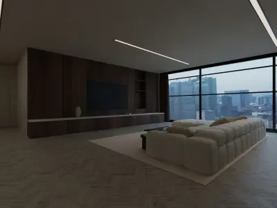 Modern Luxury - Open-Concept with Tokyo Skyline 3D model